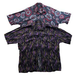 Puritan Mens Shirt Size XL Lot of Two Abstract Short Sleeve Casual Classic Y2K
